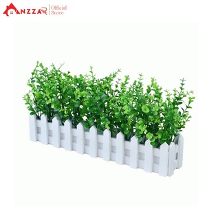 Chậu cây cảnh và hoa giả hàng rào gỗ 50cm trang trí ban công, decor kệ tủ, cầu thang xanh tươi Anzzar HR-50