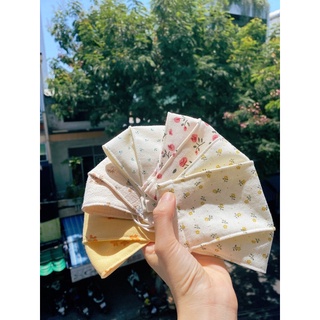 Khẩu trang vải linen hoa lót vải muslin
