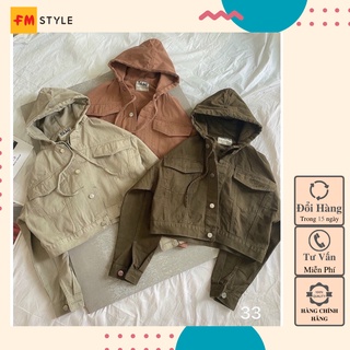 Áo khoác kaki nữ Fmstyle Shop Áo khoác kaki phối nút form ngắn ca tính  220307008
