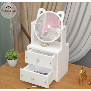 Kệ Đựng Mỹ Phẩm 2 Ngăn Có Gương