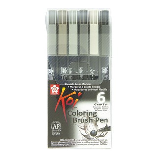 [DA ĐEN] Bộ 6 Màu Grey Koi Brush Pen