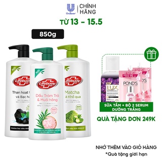 Sữa tắm LIFEBUOY 850g với Ion bạc cùng đề kháng da Dầu tràm trà &amp; Muối hồng