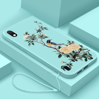 Ốp Điện Thoại TPU Mềm Họa Tiết Hoa Và Chim Có Dây Đeo Cho Samsung a10