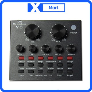 Sound Card V8 card âm thanh hát karaoke livestream thu âm