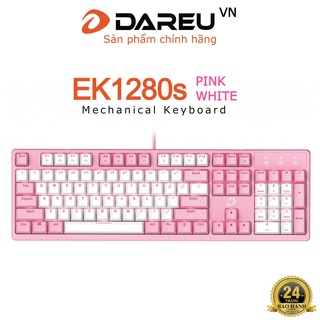 Bàn phím cơ Gaming DAREU EK1280s PINK-WHITE 104KEY (PINK LED, Blue/ Brown/ Red D switch)