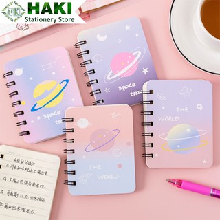 Sổ tay mini hành tinh vũ trụ HAKI, sổ ghi chép a7 80 trang dòng kẻ ngang giấy chống lóa S08