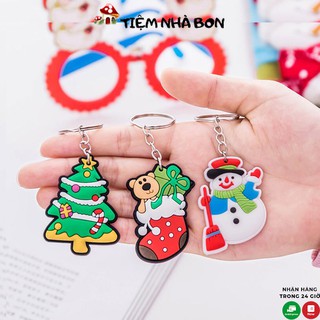 Móc khóa dẻo hình ông già Noel hoạt hình dễ thương, Móc khóa silicon mềm mại họa tiết Noel