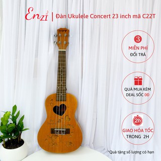 Đàn ukulele concert C22T Enzi 23 inch gỗ mộc họa tiết baby giá rẻ cho bạn mới bắt đầu tập chơi