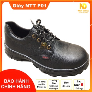 Giày bảo hộ lao động nam NTT P01 đế thép mũi thép, giày lao động nam