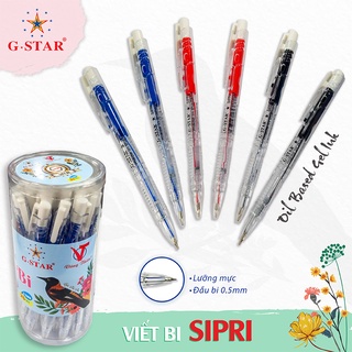 Lon 25 cây viết bi bấm G-star Sipri ngòi 0.5mm ( xanh, đỏ, đen )