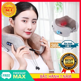 Gối Massage Cổ Chữ U Hàn Quốc, Máy Massage Vai Cổ Gáy Đa Năng Vải Lông Mềm Mại, Nhiều Chế Độ Massage. {SIÊU SALE}