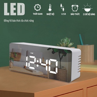 Đồng hồ led mặt gương để bàn đa chức năng