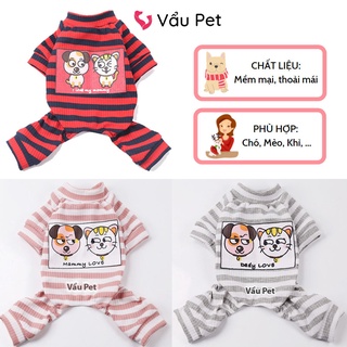 Áo cho chó mèo Pijama vải mềm - Quần áo cho chó poodle, con, lớn, mèo, thú cưng Vẩu Pet Shop