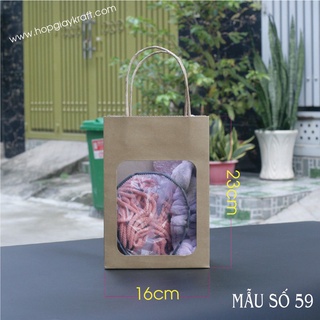 25 cái - Túi giấy kraft đựng quà tặng,thực phẩm có mặt kính supor - Mẫu số 59