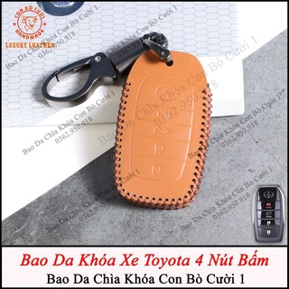 Bao Da Chìa Khóa Ô tô Toyota (Camry, Fortuner) Da Bò nhập khẩu ITALIA, Khắc tên + số điện thoại chủ xe