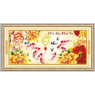 TRANH ĐÍNH ĐÁ Cửu Ngư Phát Tài 9 cá 3D Ailuo AL77772 |120x60 cm| Chưa đính