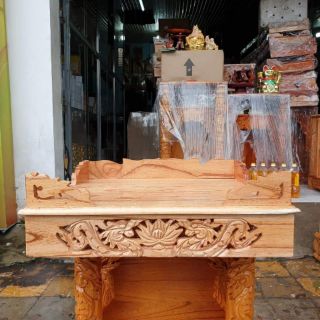 Bàn thờ treo tường gỗ xoan ngang 40 cm trạm rồng gồm 1 bộ ke đế