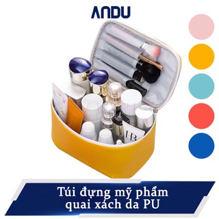 Túi Đựng Mỹ Phẩm Xách Tay, Hộp Đựng Đồ Trang Điểm Da PU Chống Thấm Nước Loại Lớn