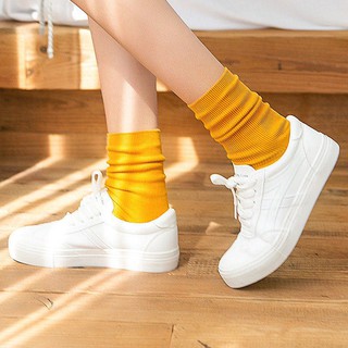 Tất Nhún Hàn Quốc Ulzzang -Tất gân trơn cao cổ Vintage
