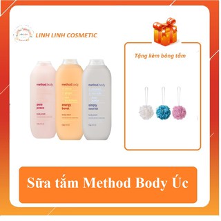 (tặng kèm bông tắm) Sữa tắm Method Body Úc 535ml