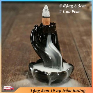 Thác khói trầm hương TAY PHẬT NÂNG HOA-tặng 10 nụ trầm hương
