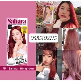 [SẴN_MÀU ĐỎ HỒNG 7P] Thuốc Nhuộm Tóc Blackpink Hello Bubble màu Sahara 7P Hàn Quốc Chính Hãng