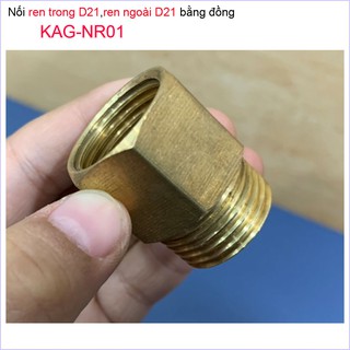 Nối ren trong ren ngoài D21 Nixcor KAG-NR01 đồng, Đầu nối đổi ren - Phụ kiện đổi ren Đồng (cà Rá)