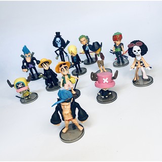 Combo Mô Hình Nhân Vật One Piece Phong Cách Chibi Cực Dễ Thương 10cm - Mô Hình Figure Luffy, Zoro, Chopper, Sanji, Brook