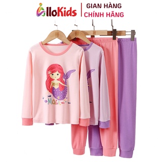 12-53kg Bộ Cotton Dài tay Thu Đông Hãng MamDadKids cho Bé Gái bo gấu họa tiết tiên cá