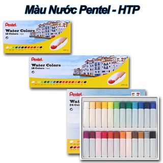 Màu Nước Cao Cấp Pentel 12/18/24 Màu - HTP Tuýp Nhựa [Hàng Chính Hãng]
