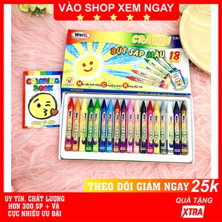 Hộp 18 bút sáp màu tặng kèm sách tô màu nhỏ cho bé giá rẻ loại tốt