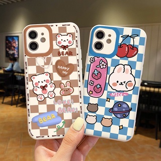 Ốp lưng Iphone Gấu Thỏ Happy day ốp iphone 13promax 6 6plus 7 plus 8 x xr xsmax 11 promax 12 pro max 13pro cạnh vuông