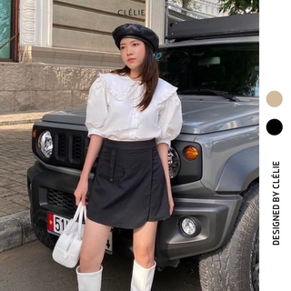 Chân váy giả quần kaki họa tiết túi trơn | LENA BEIGE SKIRT - CLÉLIE