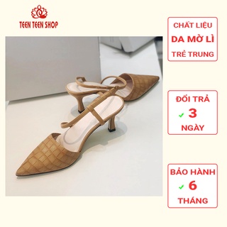 ( ẢNH THẬT ) Sandal mũi nhọn gót cao 6 cm / Giầy cao gót mũi nhọn dập vân cá sấu cực chất, SDC004-Teen Teen Shop