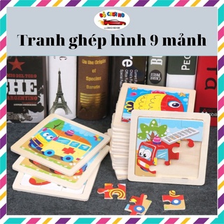 Đồ chơi gỗ, tranh ghép hình cho bé, tranh ghép gỗ, tranh ghép 2D 9 miếng 11x11cm
