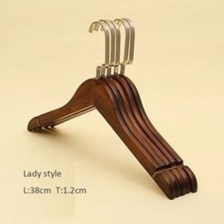 Móc treo quần áo - móc gỗ nữ màu nâu phủ sơn cao cấp,kích thước 38cm,thiết kế rãnh 2 bên vai chống trơn tuột áo,váy,quần