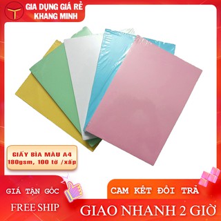 Giấy Bìa Màu A4, Giấy Bìa A4 Trắng Cứng 180gsm Xấp 100 Tờ