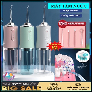 Máy tăm nước cầm tay mini sạc pin, Tăm nước vệ sinh răng miệng 3 chế độ xịt cực sạch, cực nhanh