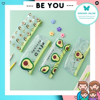 Hộp Bút Hình Quả Bơ, Túi Đựng Bút Quả Bơ Túi đựng bút mỹ phẩm trong suốt họa tiết hình bông hoa/trái bơ