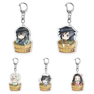 ( Mica trong acrylic) Móc khóa KIMETSU NO YAIBA THANH GƯƠM DIỆT QUỶ VER THÙNG TẮM GỖ in hình anime chibi