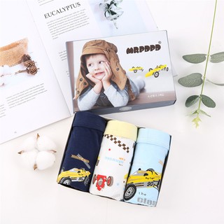 Hộp 3 quần lót dạng đùi Boxer bé trai Hàn Quốc 100% cotton mẫu Xe Đua F1
