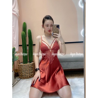 Váy ngủ sexy dây chéo ngực viền ren, đầm ngủ mặc nhà gợi cảm #HT150