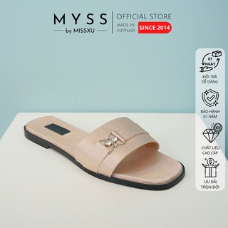 Dép nữ bản ngang satin đính đá 1cm thời trang MYSS - DE76