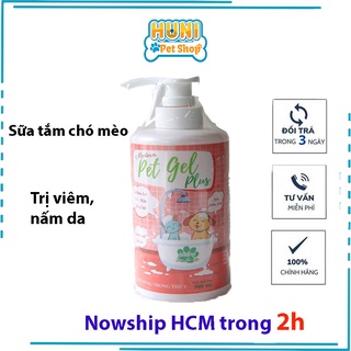 Sữa tắm trị ve chó mèo Pet gel sữa tắm cho chó siêu thơm, mượt lông chai 500ml - Huni Petshop