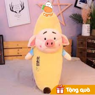 [siêu mềm] Gấu Bông Chuối Mặt Heo - Gối Ôm Chuối Mặt Heo Size To 90cm/75cm/60cm