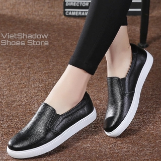 Slip on da nữ - Giày lười nữ da bò - 2 màu (đen) và (trắng) - Mã SP 301