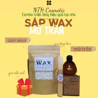 Combo triệt lông sáp wax nóng, wax lông nhập khẩu, tặng mỡ trăn nguyên chất chính hãng