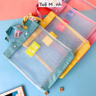 Túi lưới đựng tài liệu A4 xách tay K32 đựng giấy, đồ dùng tiện lợi Tuệ Minh
