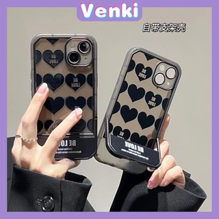 iPhone Case Silicone Soft Case Clear Case Folding Stand Shockproof Protection Camera Black Heart Simple Compatible For iPhone 11 iPhone 13 Pro Max iPhone 12 Pro Max iPhone 7Plus xr