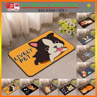 [Thấm hút nhanh - mềm mại] Thảm chân mẫu mới bằng vải mềm mại họa tiết 3D HÌnh Cún